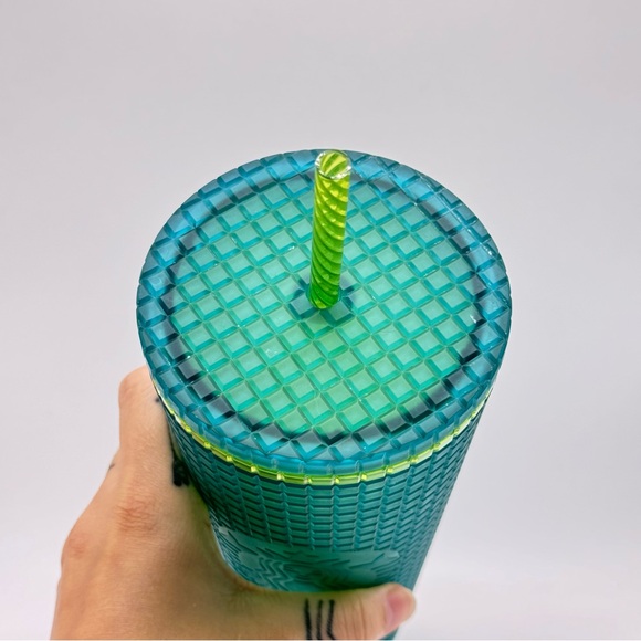 Starbucks Green and Blue Tumbler with Straw - Picture 3 of 3